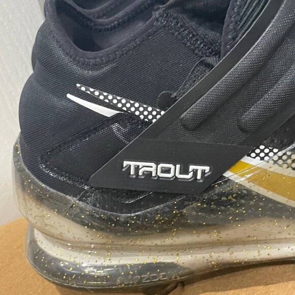 NIKE FORCE ZOOM TROUT BLACK METALLIC GOLD WHITE MEN CLEATS SZ 16 FOOTBALL SPORTS - Picture 12 of 16